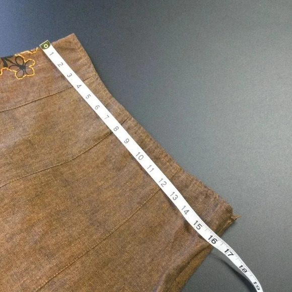 The Collection Royal Womens Large Skirt Brown Orange Crochet Inlays Cotton NWT - Picture 11 of 13